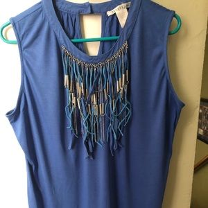 Size XL Sleeveless Fringed Top